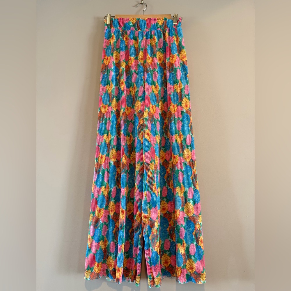 ZARA Floral Wide-Leg Pants – Colorful Textured – Size S (Excellent Condition)